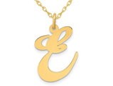 10K Yellow Gold Fancy Script Initial -E- Pendant Necklace Charm with Chain